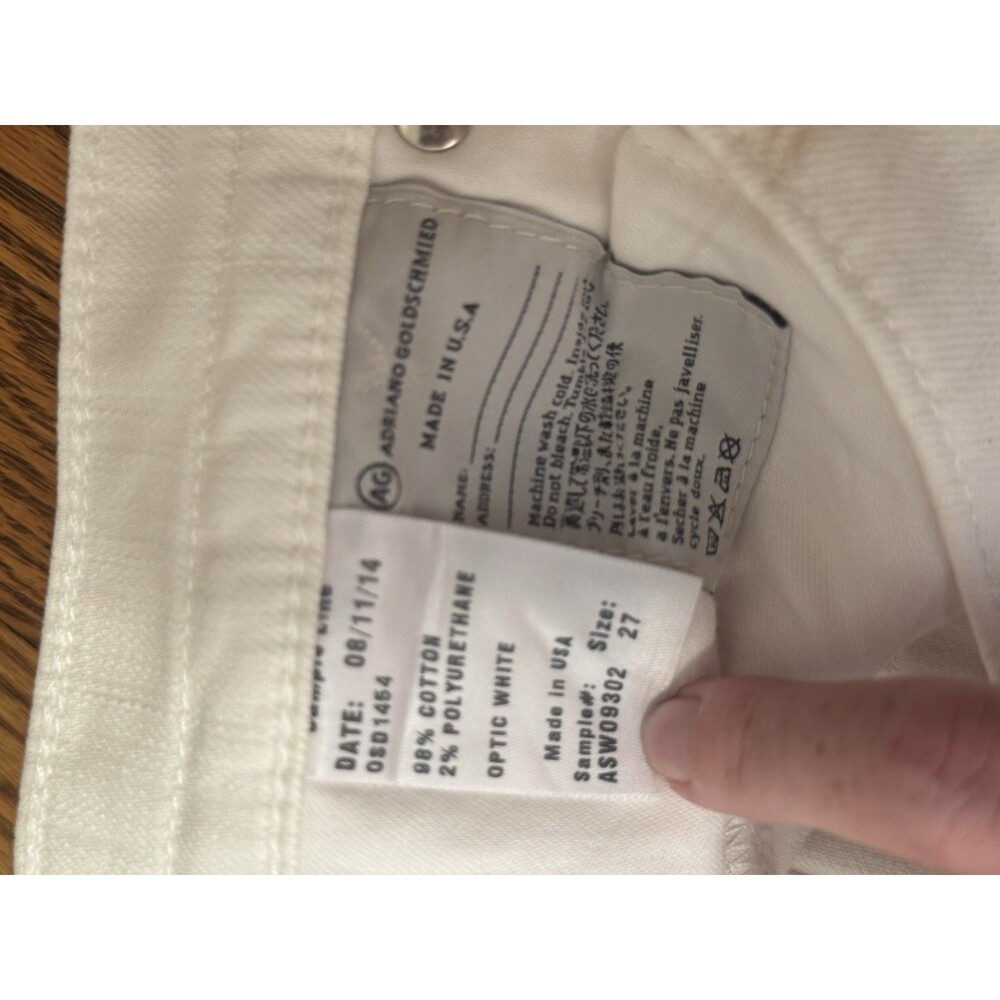 AG Adriano Goldschmied The Beau Slouchy Skinny Jeans 27 Optic White Ankle Sample - Picture 4 of 7